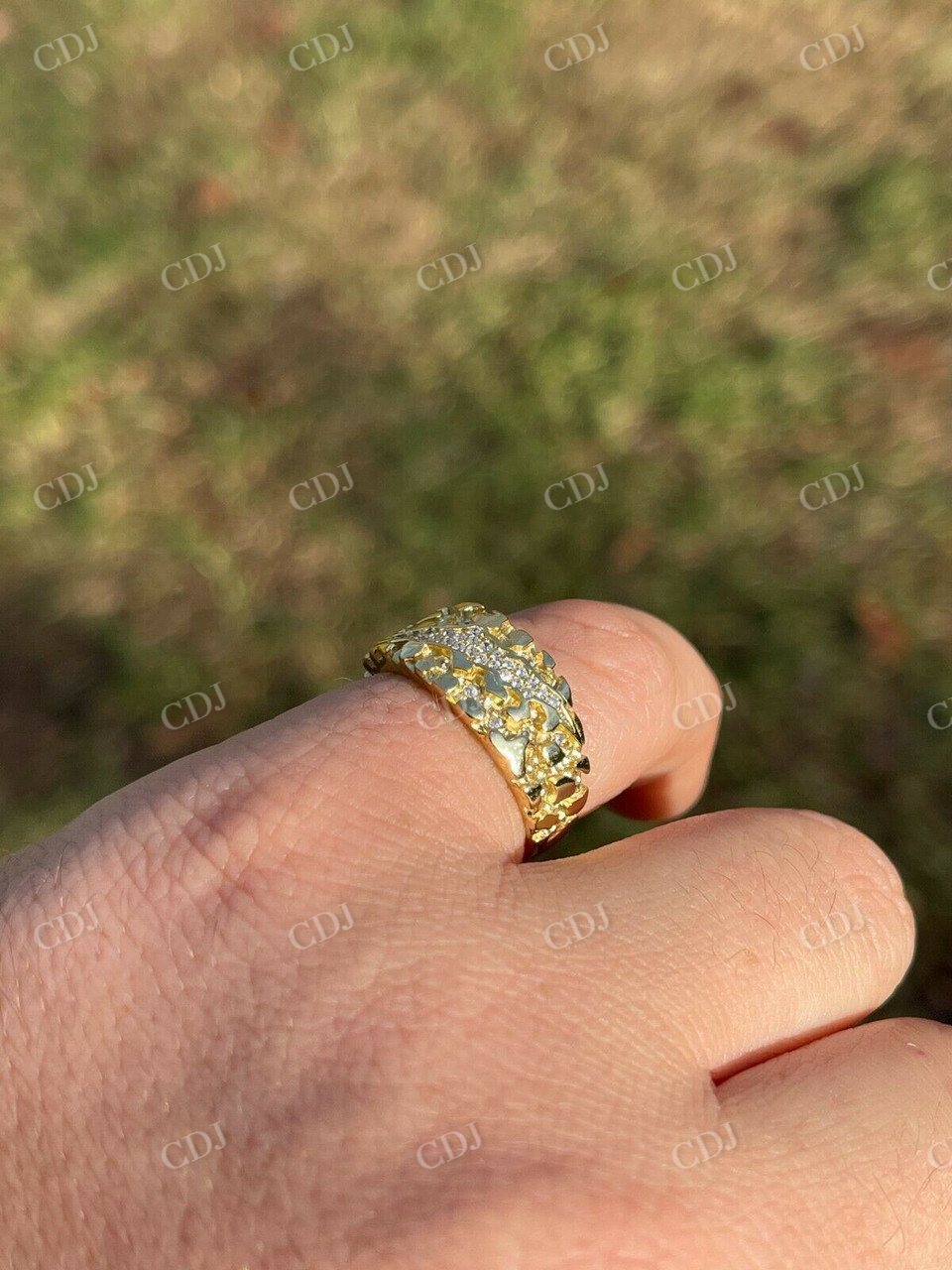 Men's diamond Nugget Iced Out Ring  customdiamjewel   