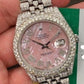Pink Dial Rolex Stainless Steel Diamond Moissanite Watch customdiamjewel