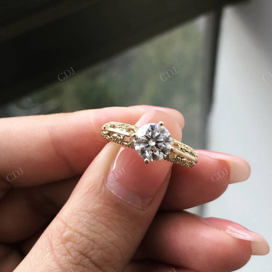 Art Deco Lab Grown Diamond Round Cut Ring