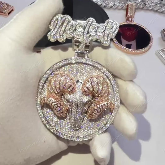 Hip Hop Bull Head Iced Out Custom Pendant hip hop jewelry CustomDiamJewel   