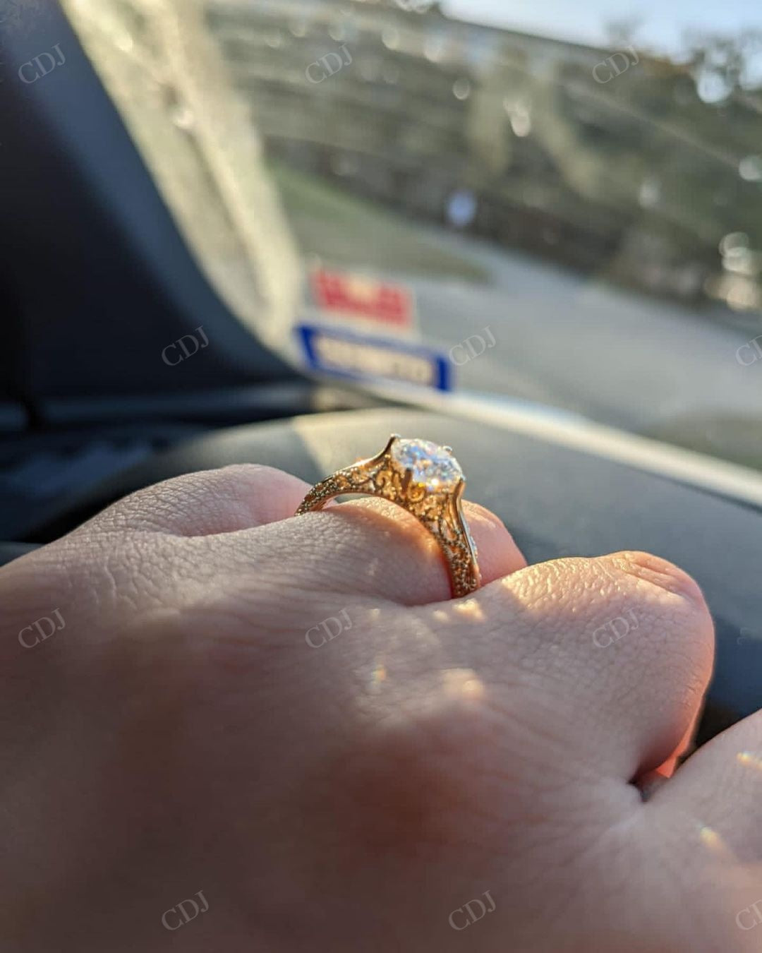 Art Deco Lab Grown Diamond Round Cut Ring
