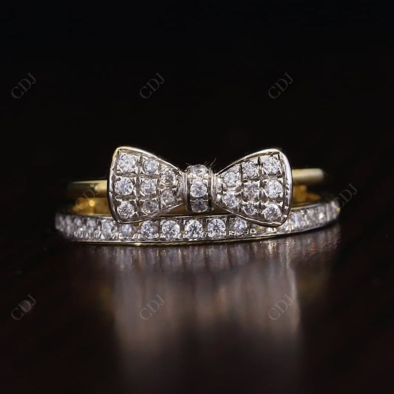 0.35CT Round Cut Natural Diamond Bow Tie Wedding Band  customdiamjewel 10 KT Solid Gold Yellow Gold VVS-EF
