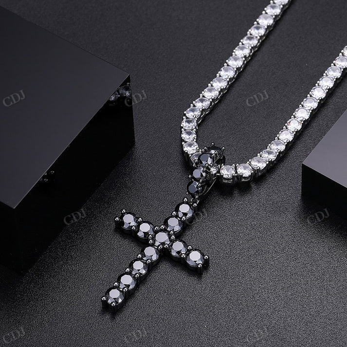 Hip Hop Moissanite Black Diamond Cross Pendant hip hop jewelry CustomDiamJewel