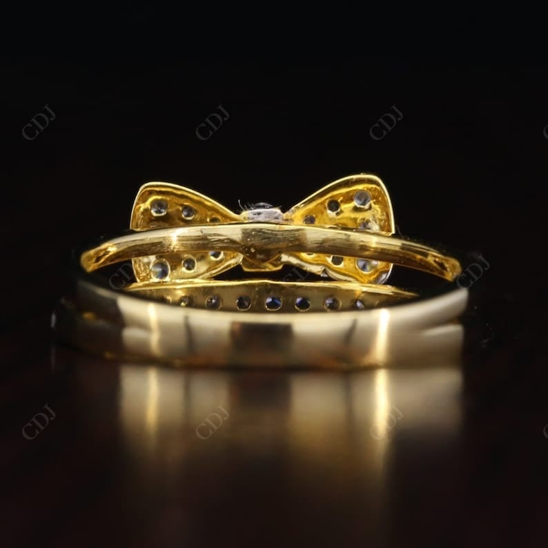 0.35CT Round Cut Natural Diamond Bow Tie Wedding Band  customdiamjewel   