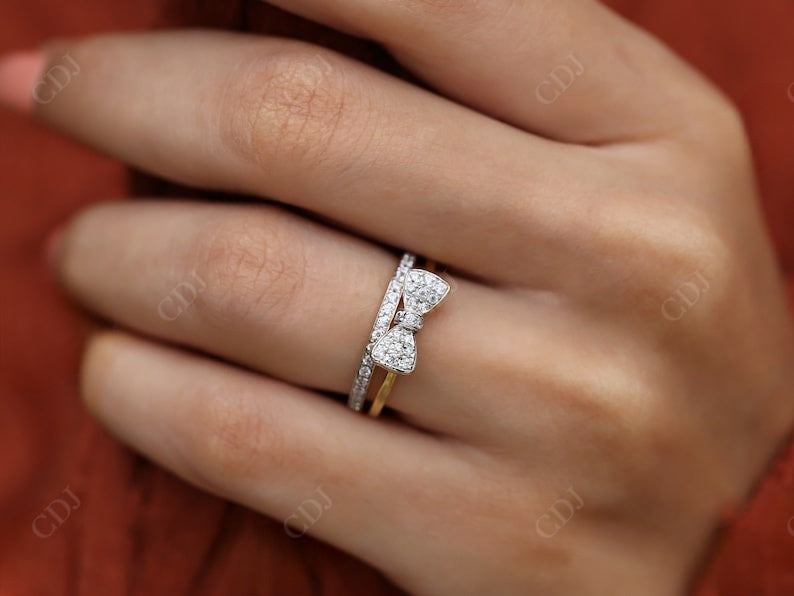 0.35CT Round Cut Natural Diamond Bow Tie Wedding Band  customdiamjewel   