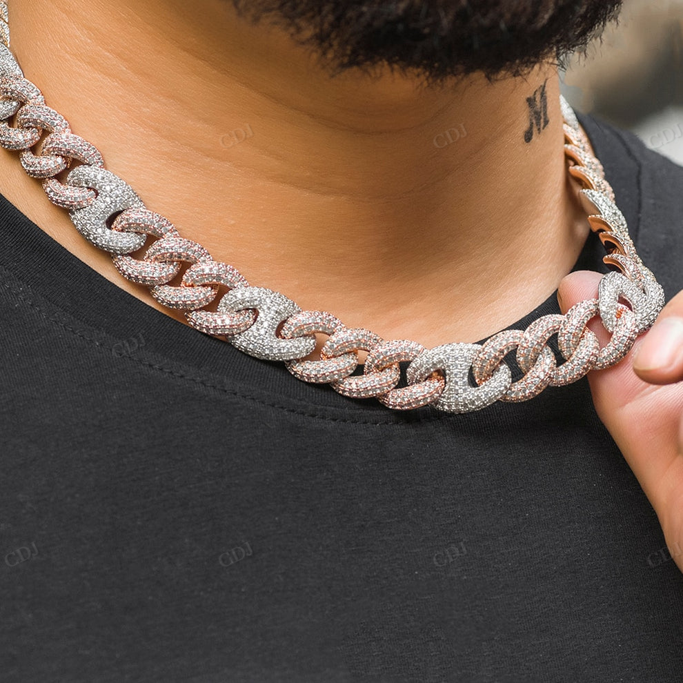 15mm Iced Out Rose White Mariner Linked Cuban Chain hip hop jewelry CustomDiamJewel