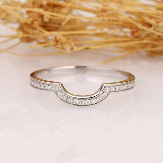0.20CTW 14K White Gold Curved Lab Grown Diamond Wedding Ring  customdiamjewel   