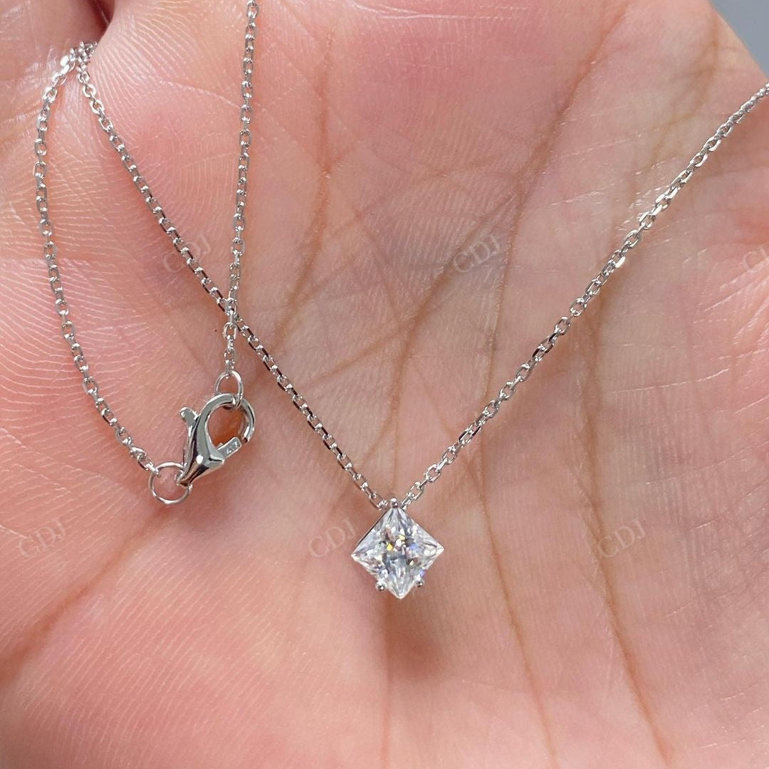Princess Cut Lab Grown Diamond Dainty Pendant