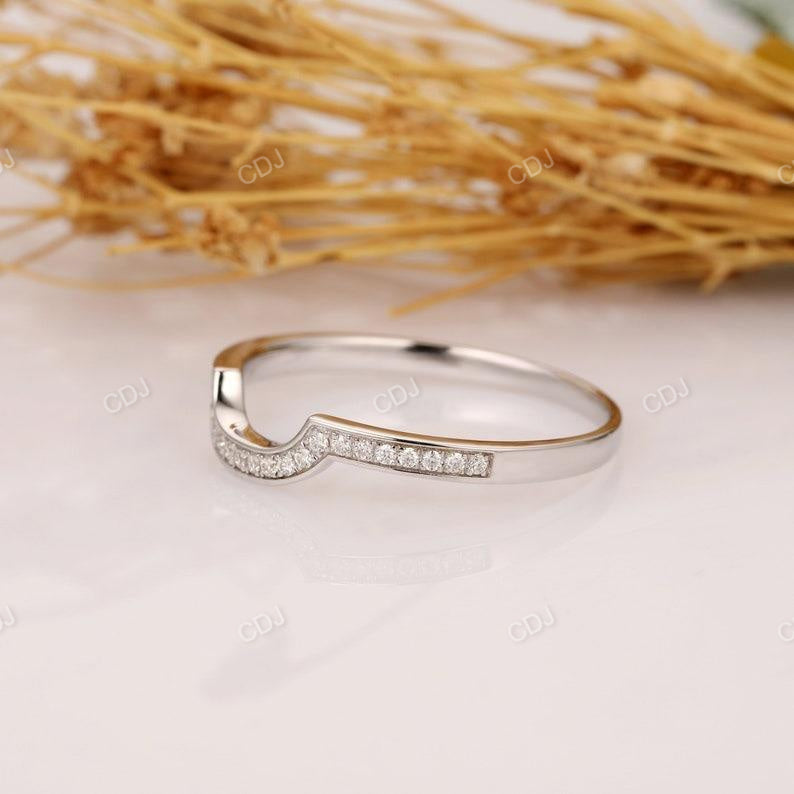 0.20CTW 14K White Gold Curved Lab Grown Diamond Wedding Ring  customdiamjewel   