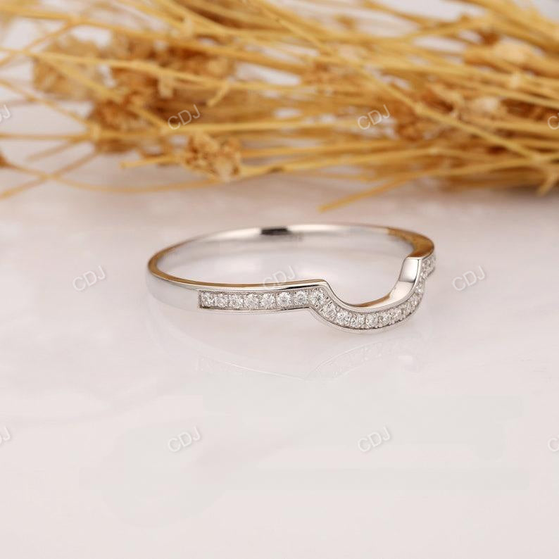 0.20CTW 14K White Gold Curved Lab Grown Diamond Wedding Ring  customdiamjewel   