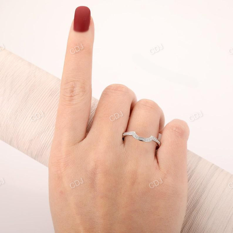 0.20CTW 14K White Gold Curved Lab Grown Diamond Wedding Ring  customdiamjewel   
