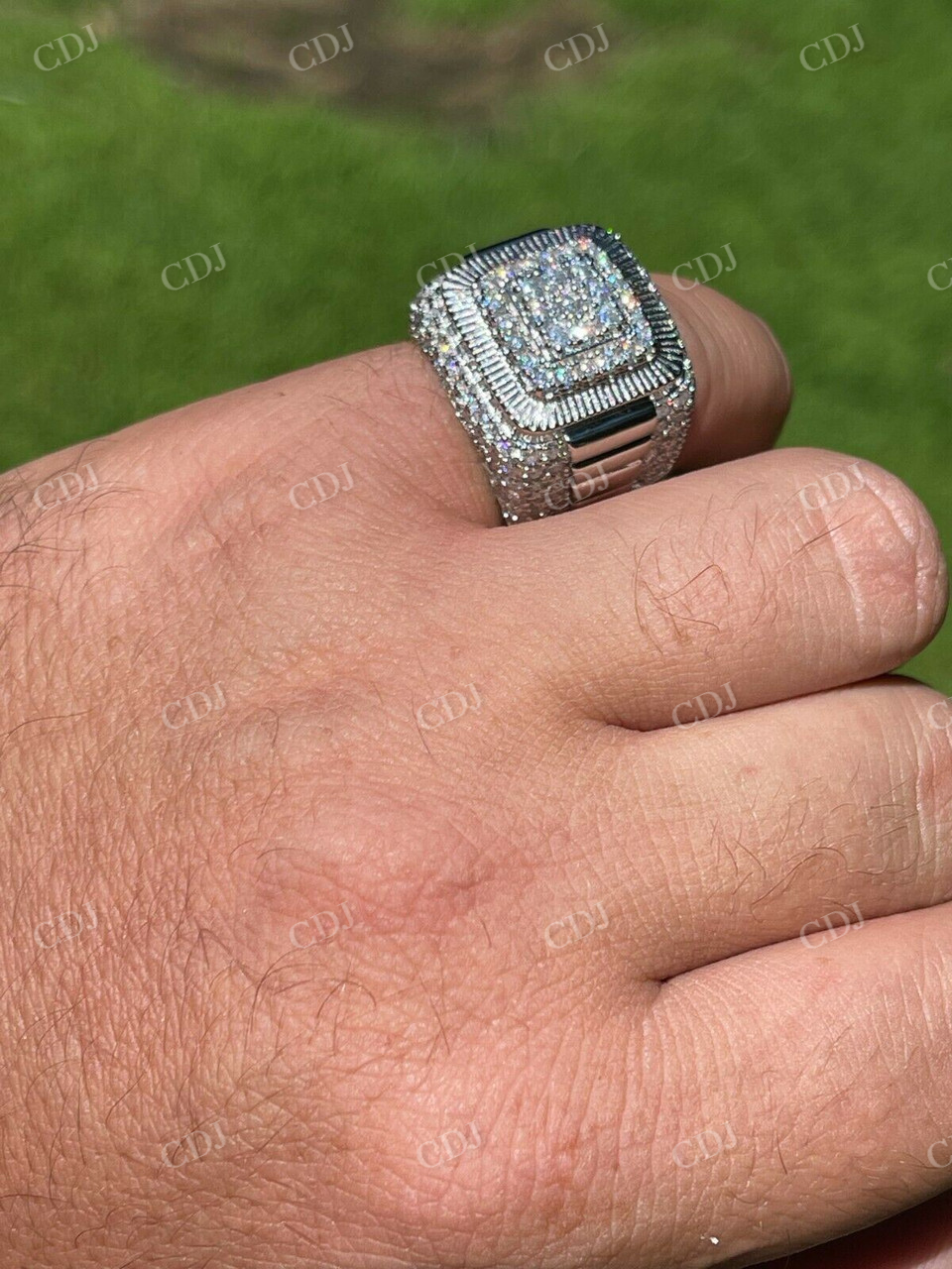 Men's Iced Out Moissanite Hip Hop Ring  customdiamjewel   