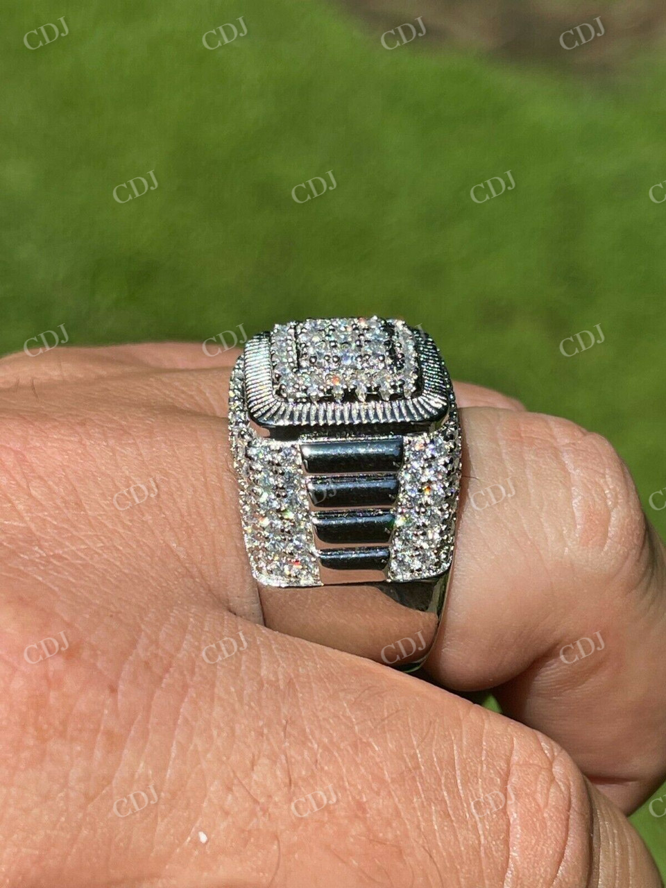 Men's Iced Out Moissanite Hip Hop Ring  customdiamjewel   