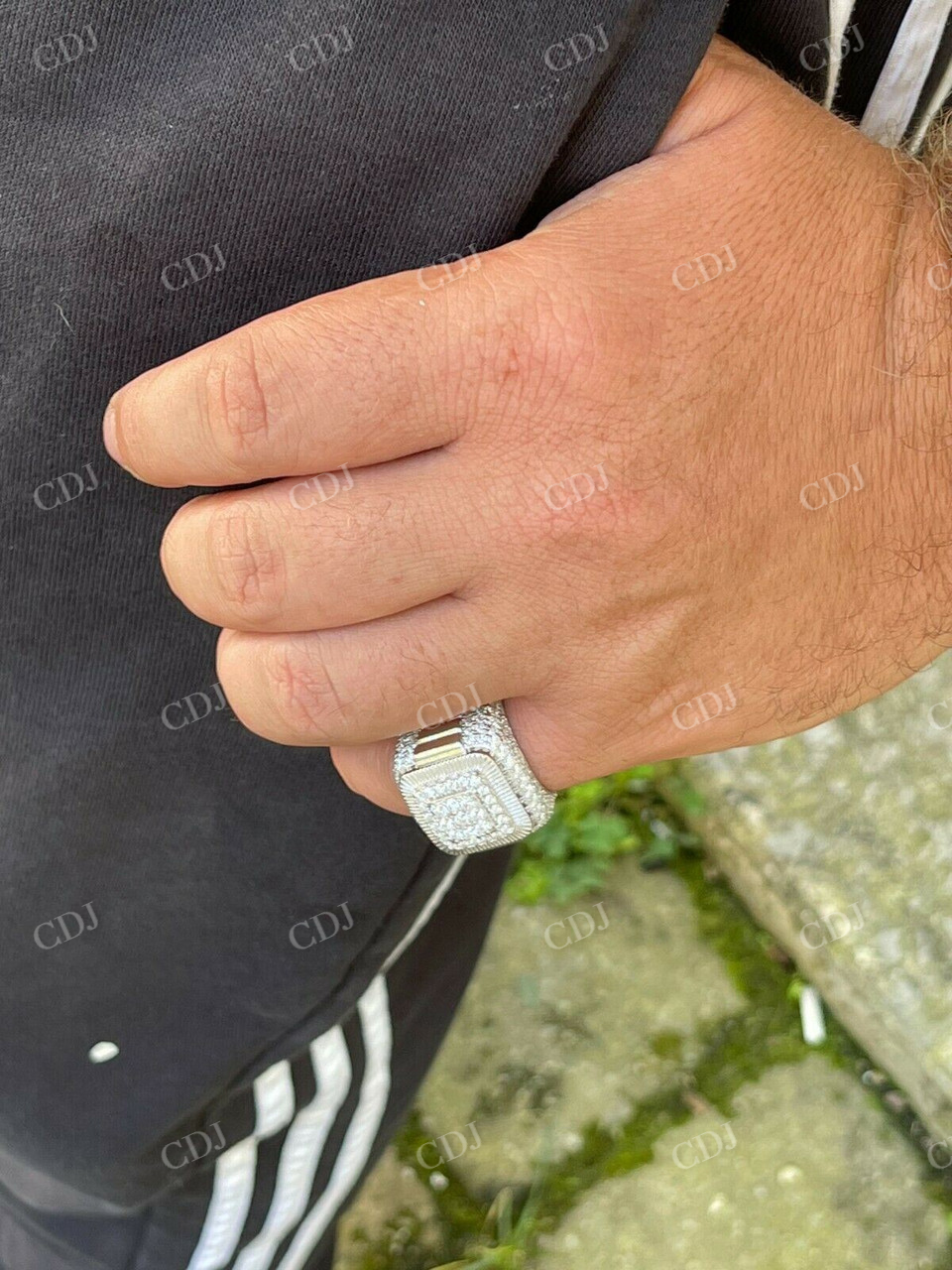 Men's Iced Out Moissanite Hip Hop Ring  customdiamjewel   