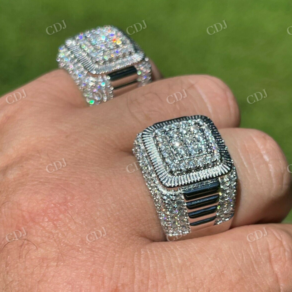 Men's Iced Out Moissanite Hip Hop Ring  customdiamjewel   