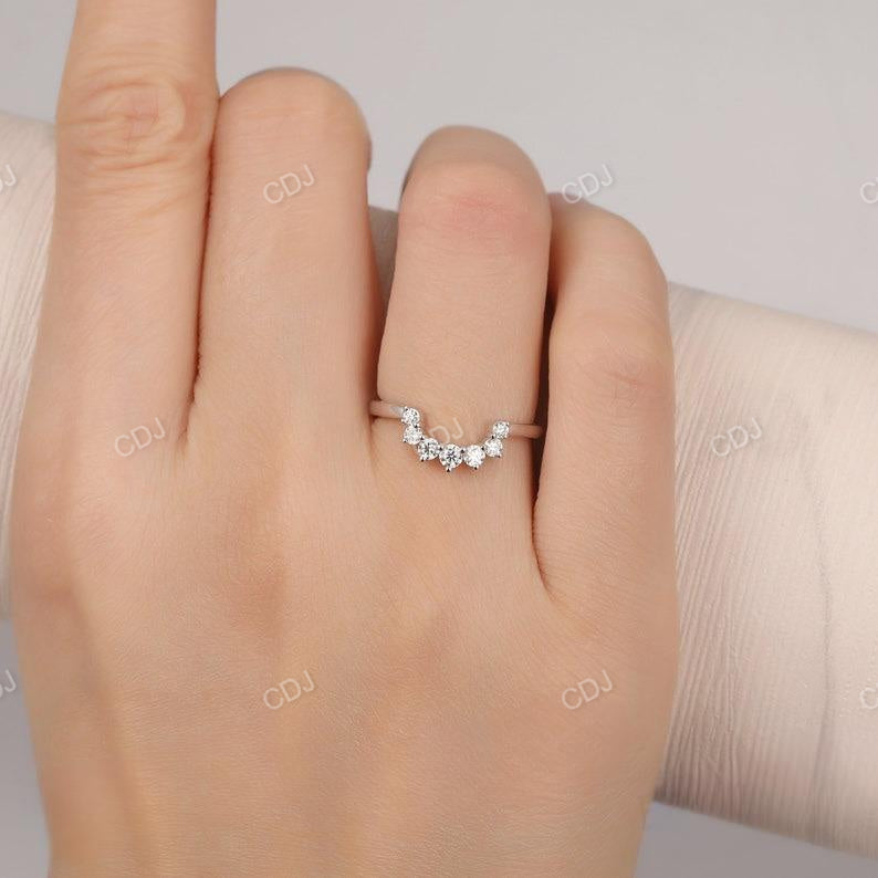 0.24CTW Round Cut Delicate Curved Wedding Band  customdiamjewel   