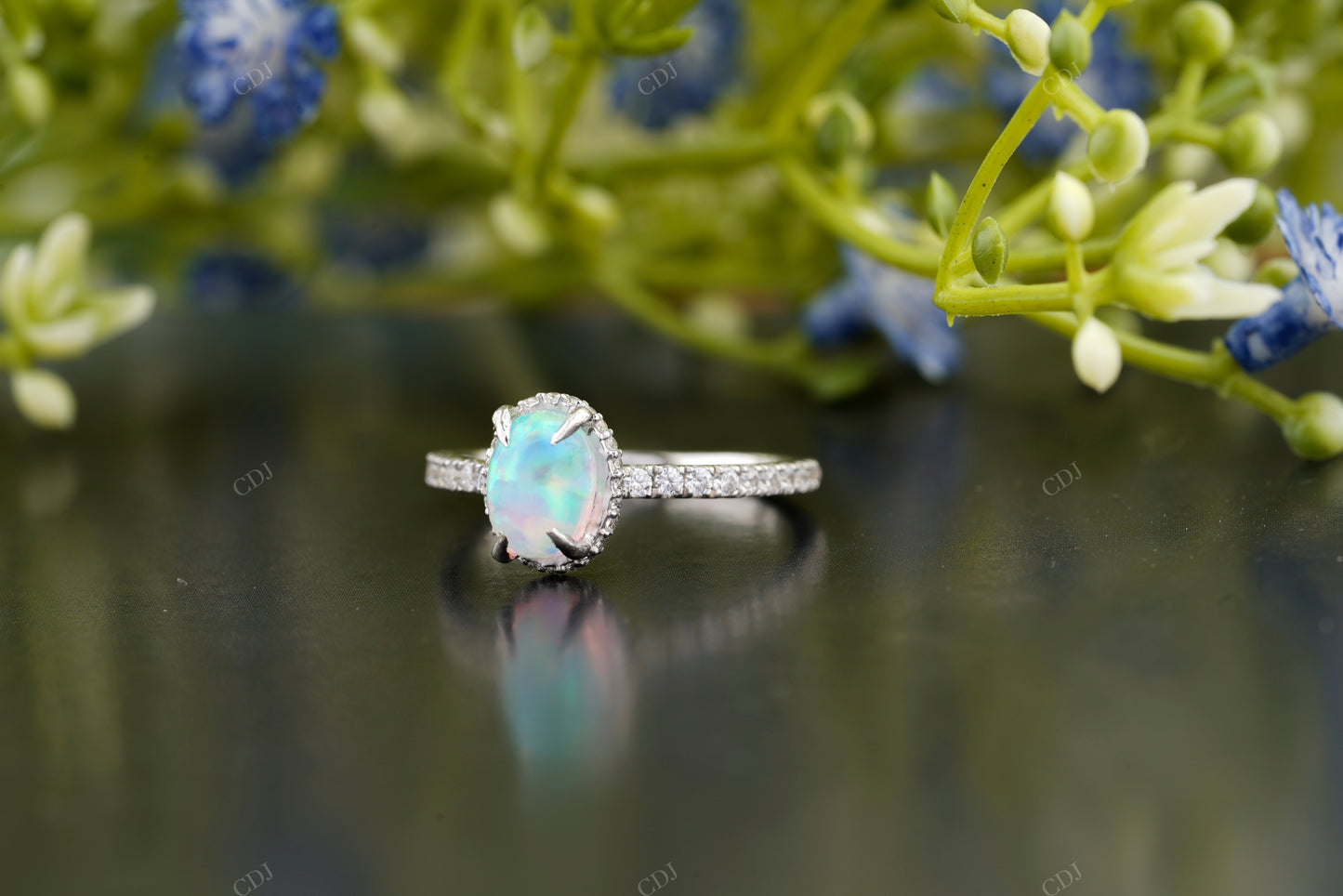 Opal Halo Lab-Grown Diamond Ring