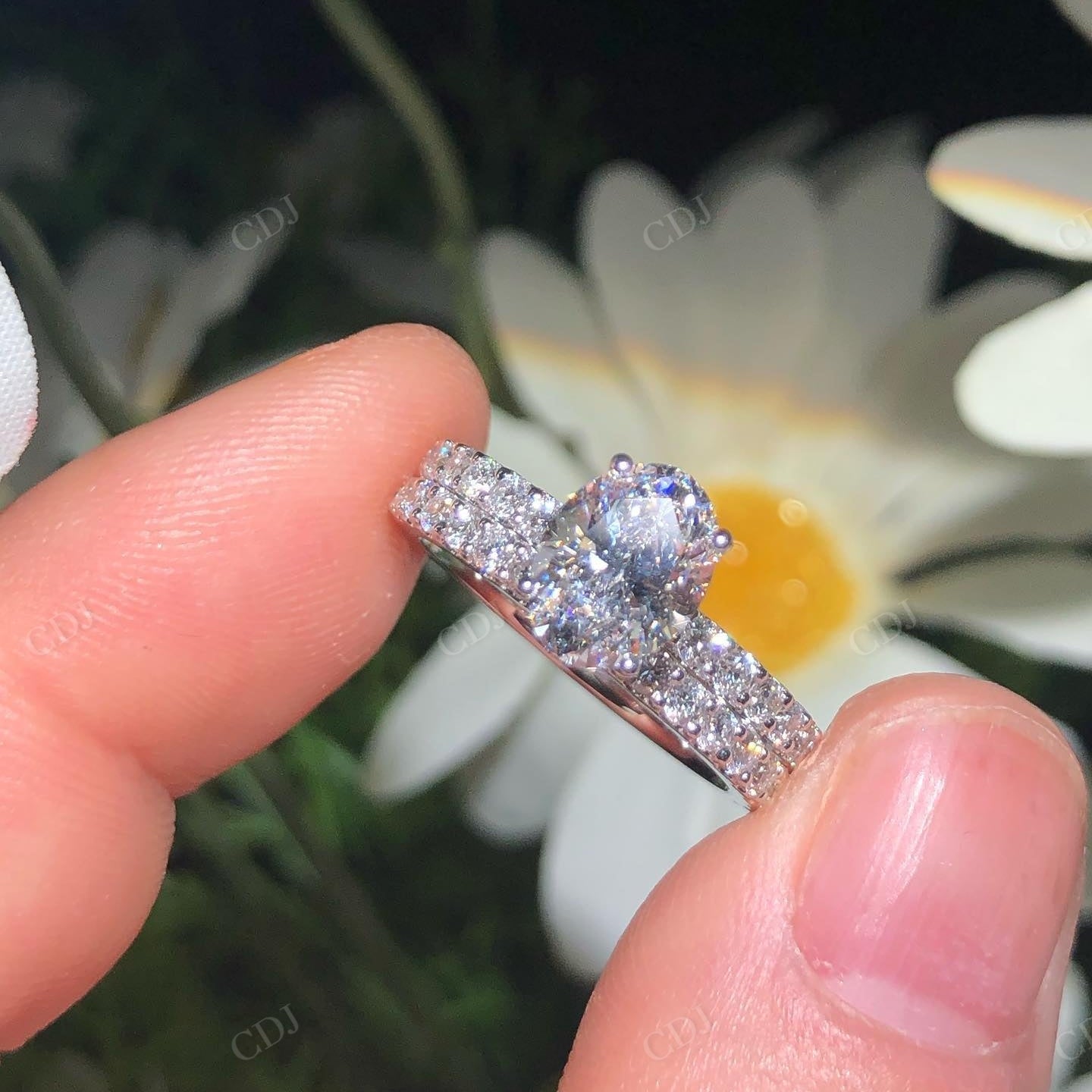 Oval Cut Lab Grown Diamond Wedding Ring Set