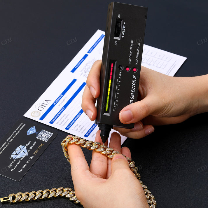 10K Gold 12MM VVS Moissanite Cuban Chain hip hop jewelry CustomDiamJewel