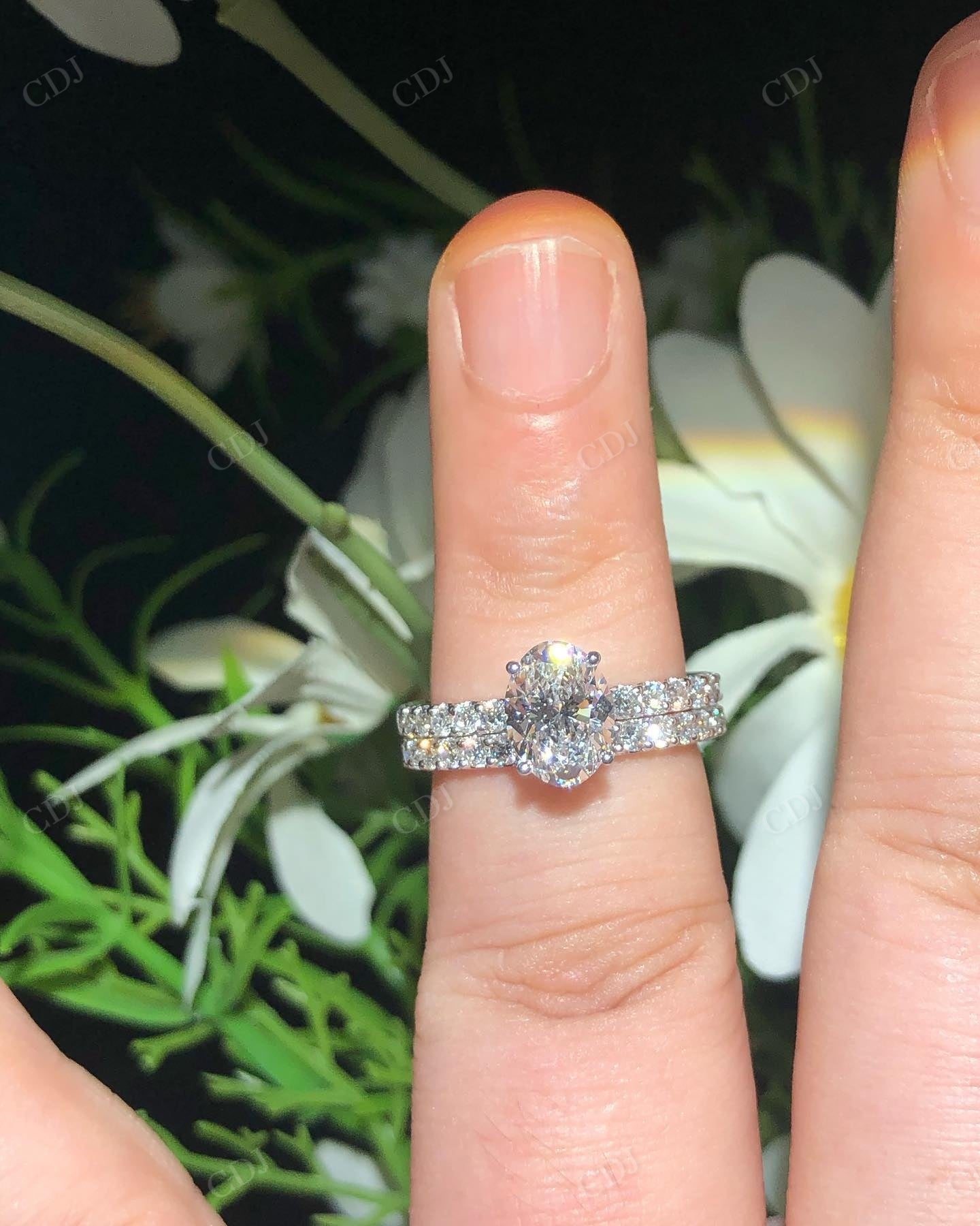 Oval Cut Lab Grown Diamond Wedding Ring Set