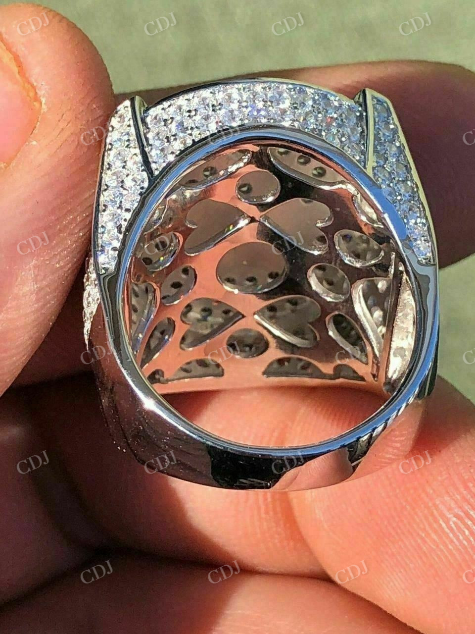 Men's Iced Diamond Mason Hip Hop Ring  customdiamjewel   