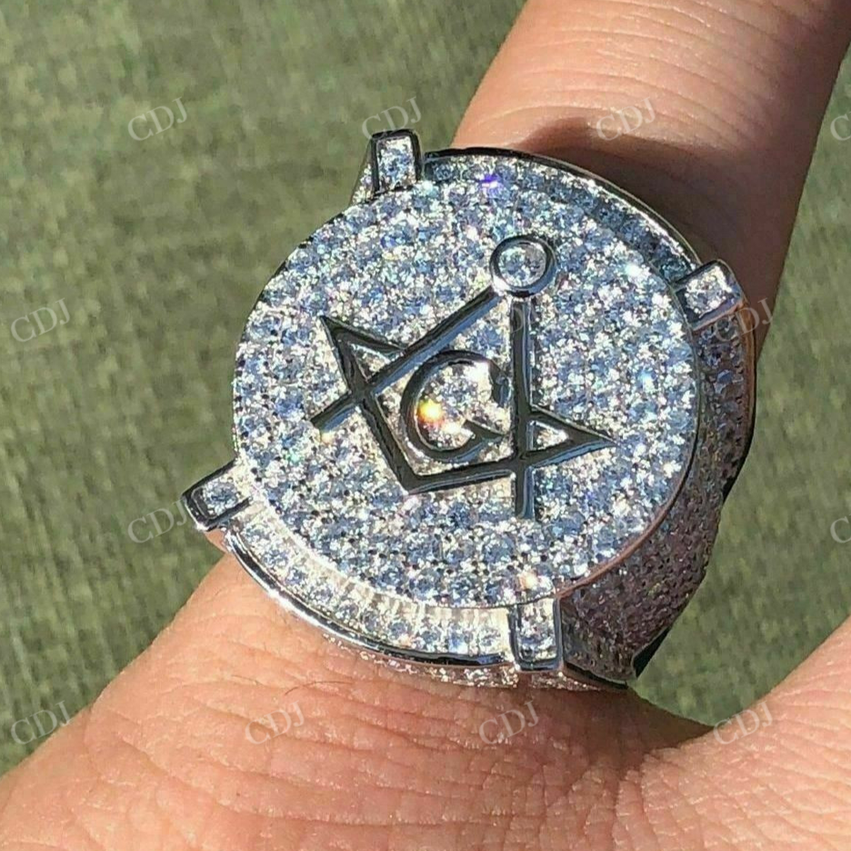 Men's Iced Diamond Mason Hip Hop Ring  customdiamjewel   