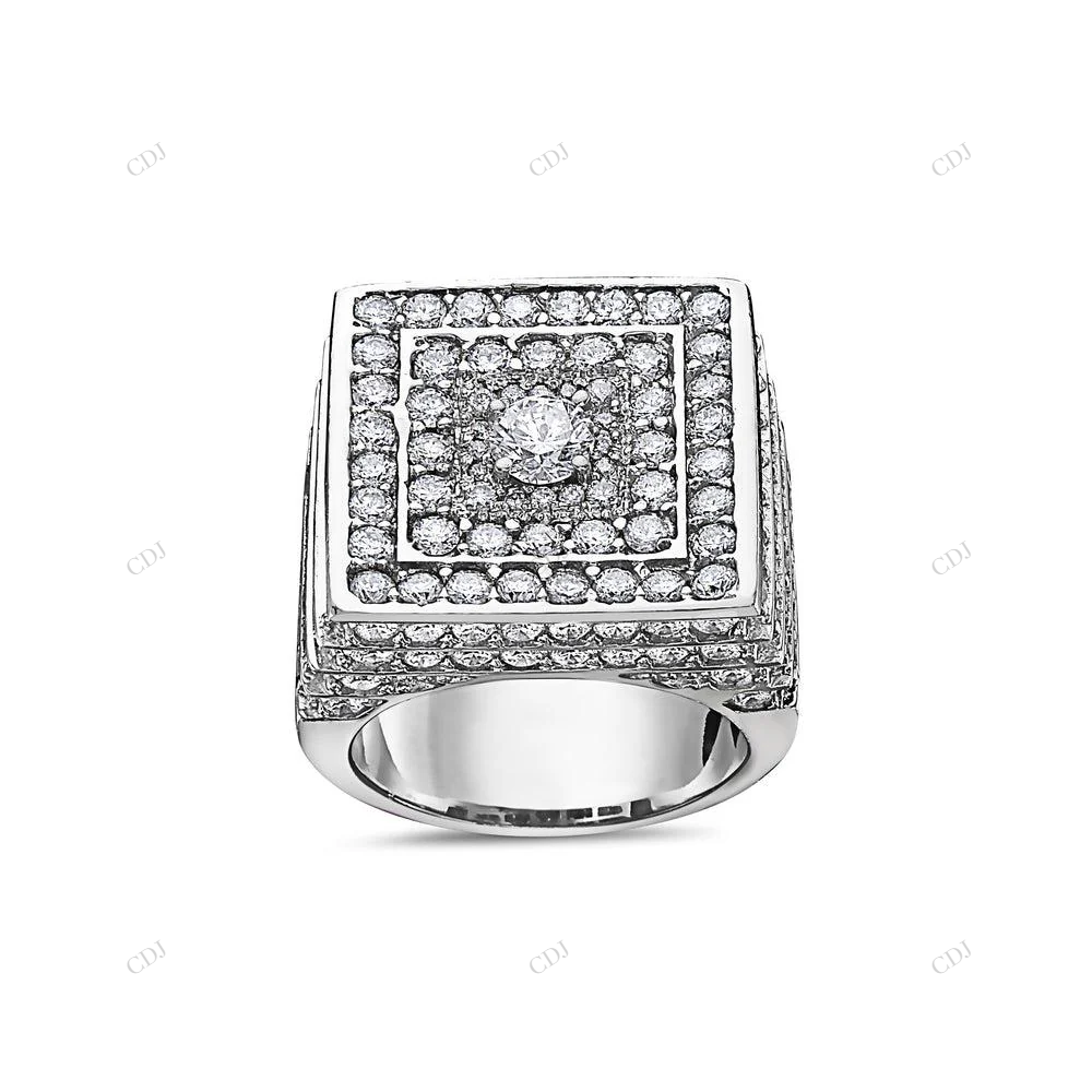 Square Pavé Iced Out Moissanite Men's Ring hip hop jewelry customdiamjewel