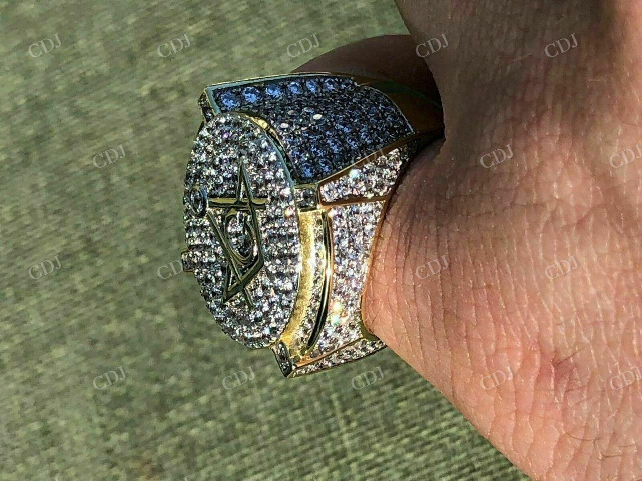 Men's Iced Diamond Mason Hip Hop Ring  customdiamjewel   