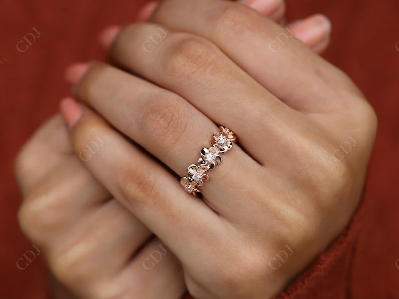 0.19CT Round Real Diamond Flower half eternity Wedding Band  customdiamjewel   