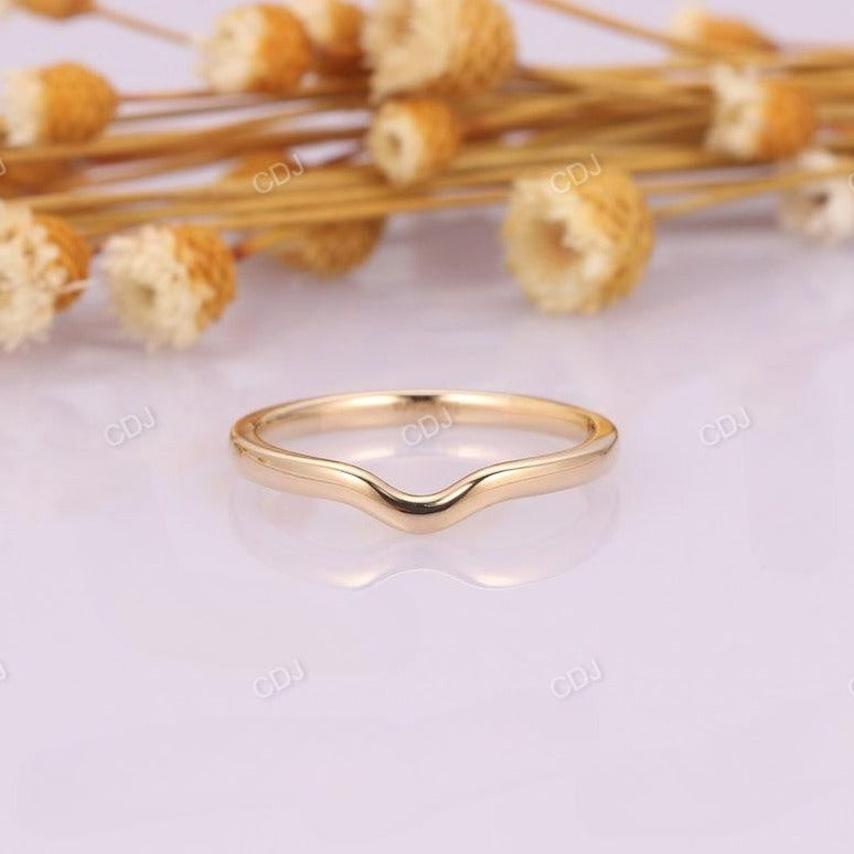 Curved Plain Gold Wedding Matching Band  customdiamjewel   
