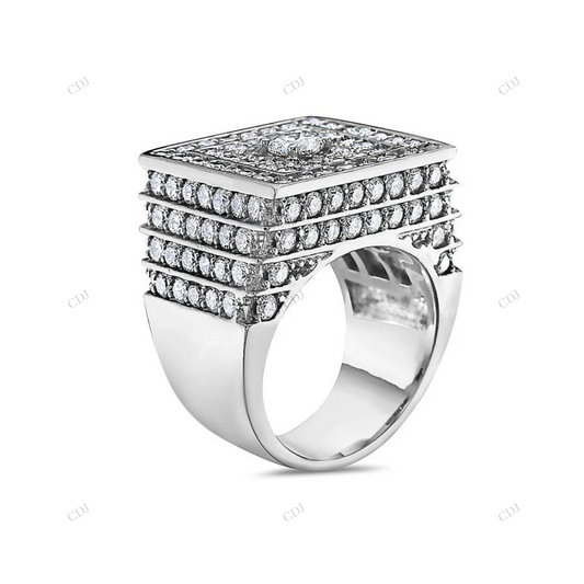 Square Pavé Iced Out Moissanite Men's Ring hip hop jewelry customdiamjewel