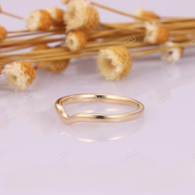 Curved Plain Gold Wedding Matching Band  customdiamjewel   