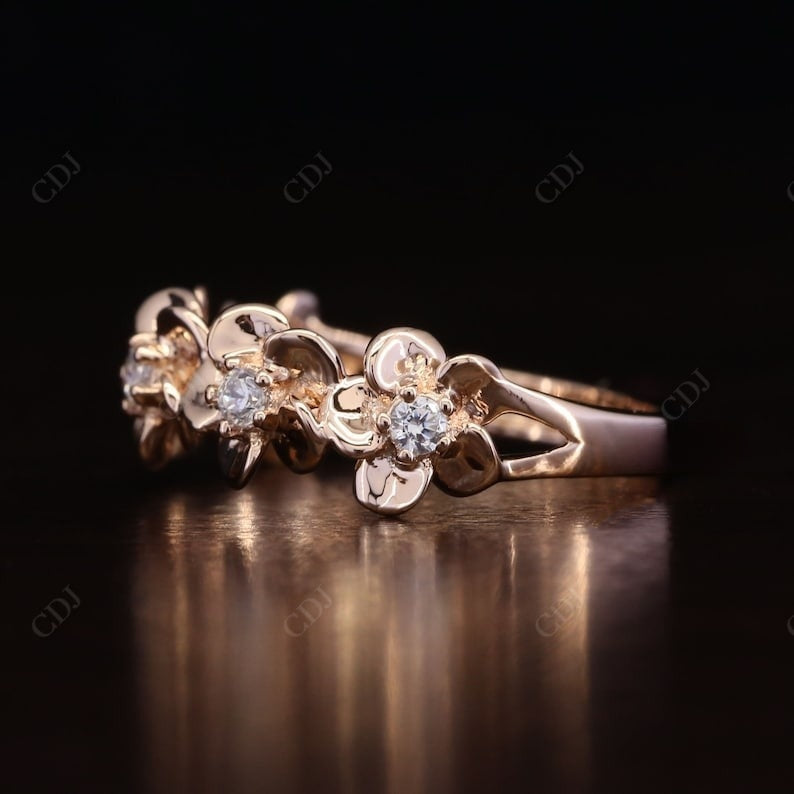 0.19CT Round Real Diamond Flower half eternity Wedding Band  customdiamjewel   
