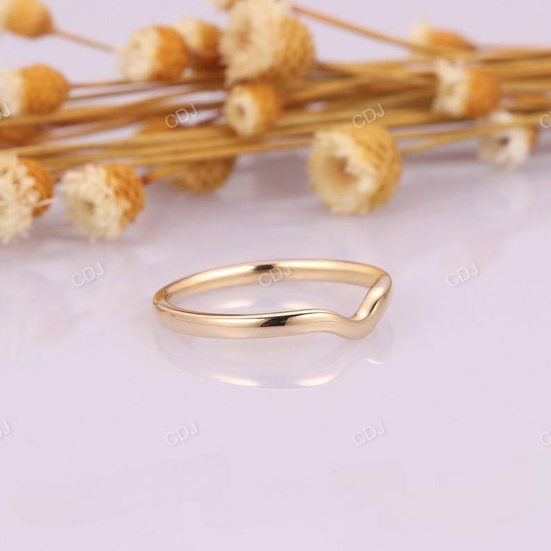 Curved Plain Gold Wedding Matching Band  customdiamjewel   