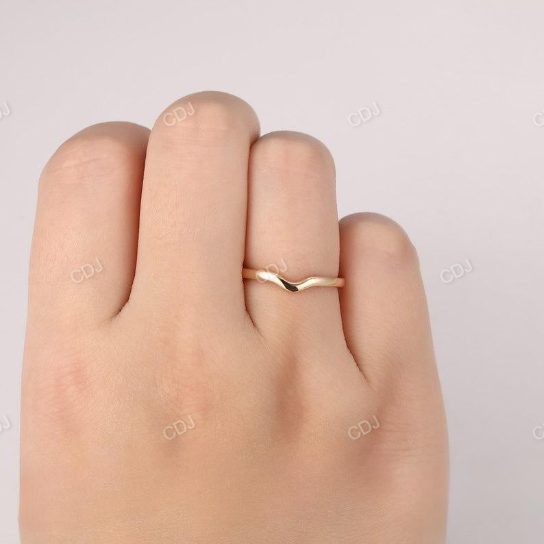 Curved Plain Gold Wedding Matching Band  customdiamjewel   