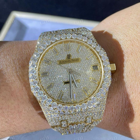 Two Tone Diamond Fully Iced Out Luxury Moissanite Watch customdiamjewel