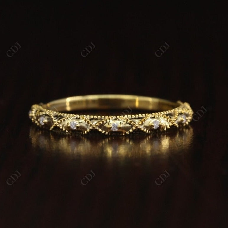 0.035CT Round Cut Natural Diamond Art Deco Wedding Band  customdiamjewel 10 KT Solid Gold Yellow Gold VVS-EF