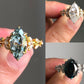 Marquise Cut Blue Moissanite Floral Diamond Ring