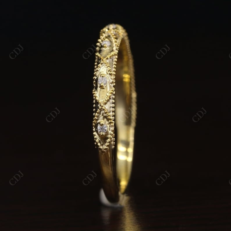 0.035CT Round Cut Natural Diamond Art Deco Wedding Band  customdiamjewel   