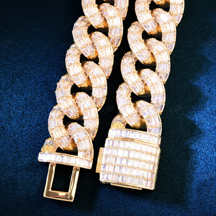 21MM Baguette Diamond Two Tone Cuban Chain hip hop jewelry CustomDiamJewel