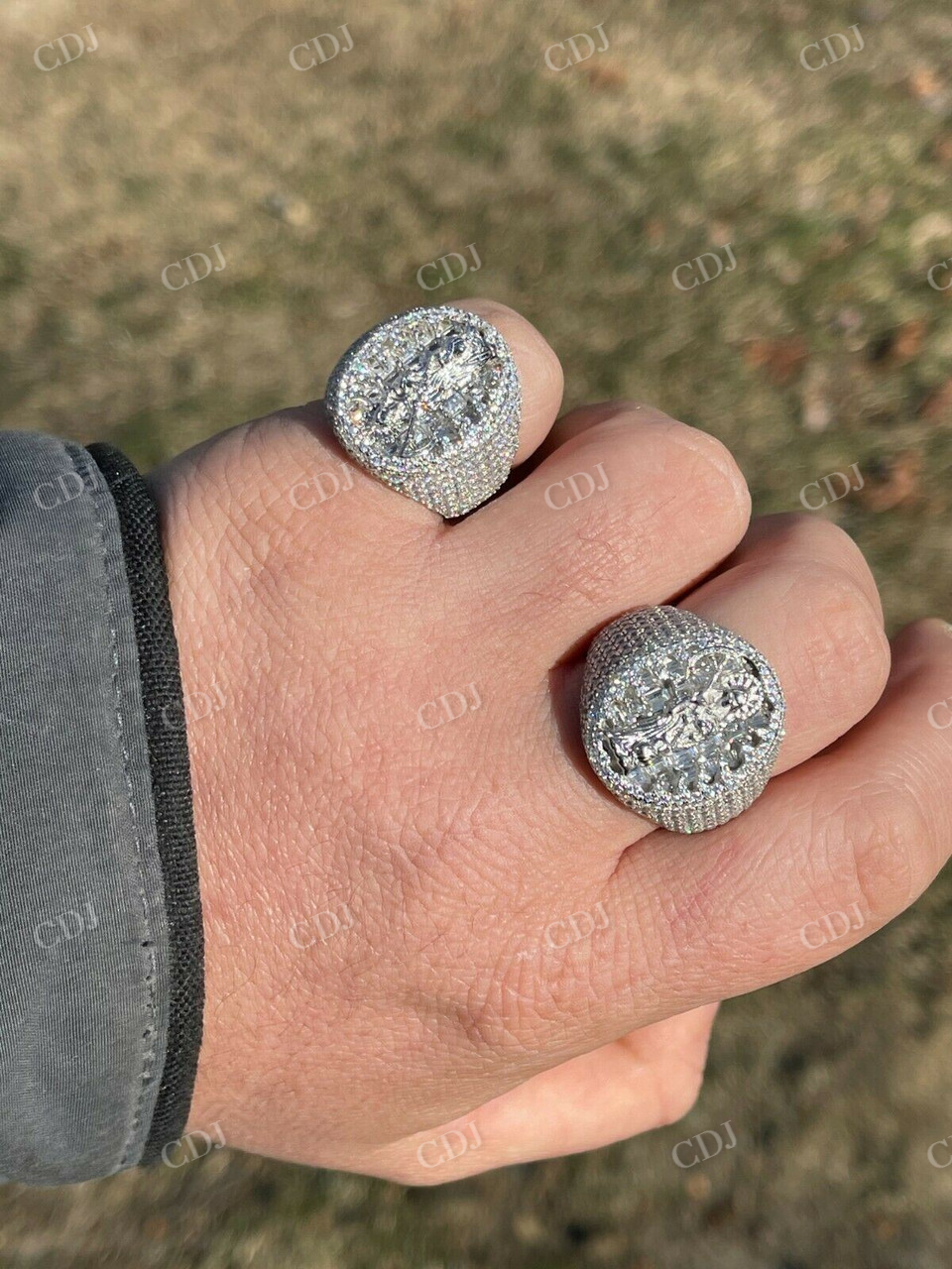 Baguette Diamond Iced Mens Hip Hop Ring  customdiamjewel   