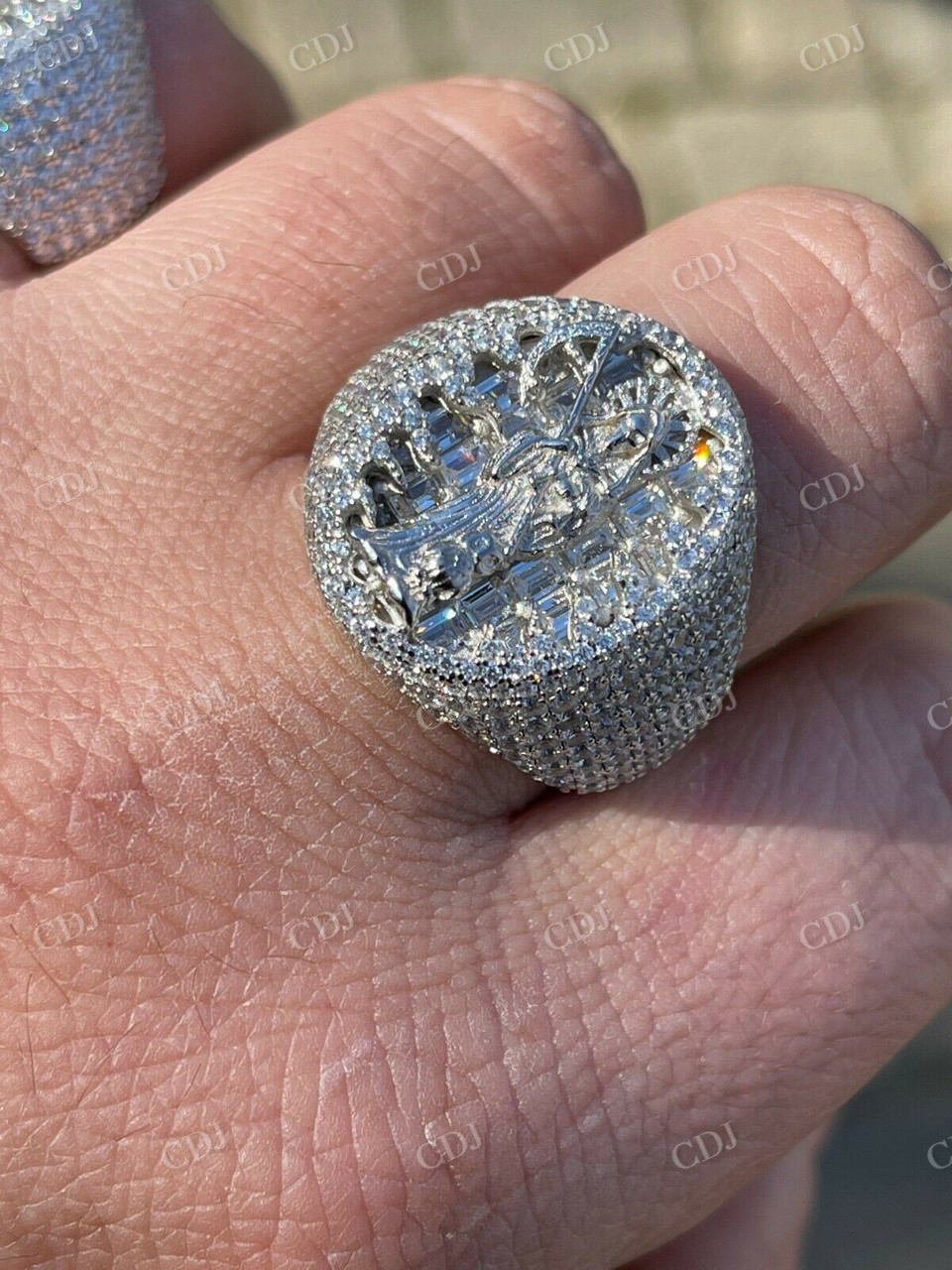 Baguette Diamond Iced Mens Hip Hop Ring  customdiamjewel   