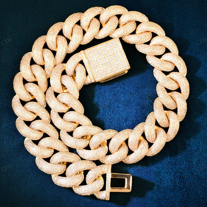 25mm Iced Out Micro Diamonds Silver Cuban Link Chain hip hop jewelry CustomDiamJewel