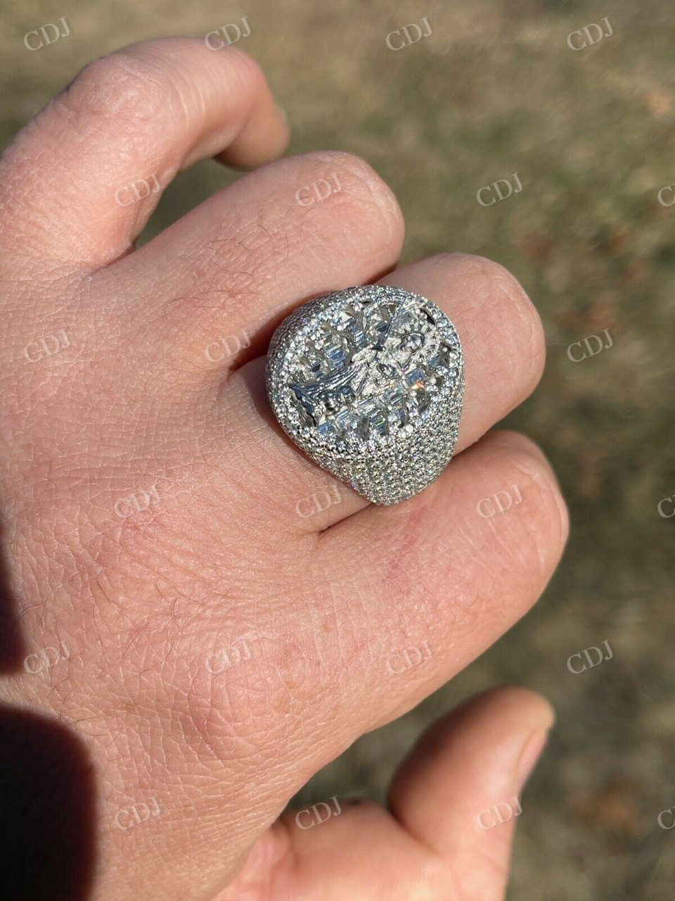 Baguette Diamond Iced Mens Hip Hop Ring  customdiamjewel   