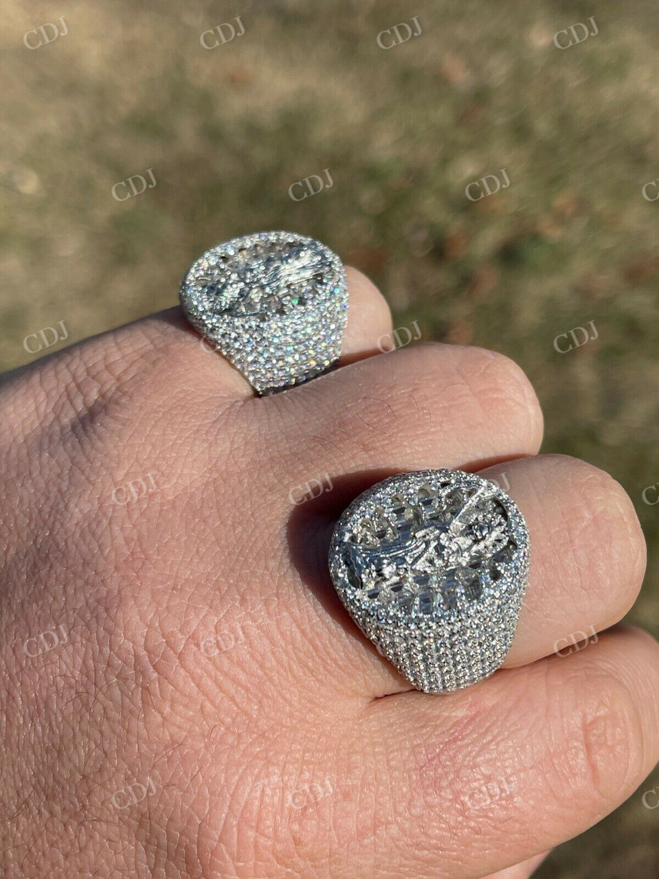 Baguette Diamond Iced Mens Hip Hop Ring  customdiamjewel   