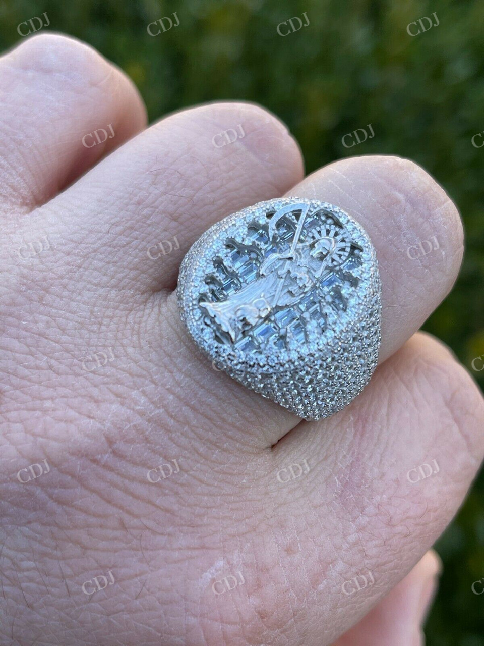 Baguette Diamond Iced Mens Hip Hop Ring  customdiamjewel   
