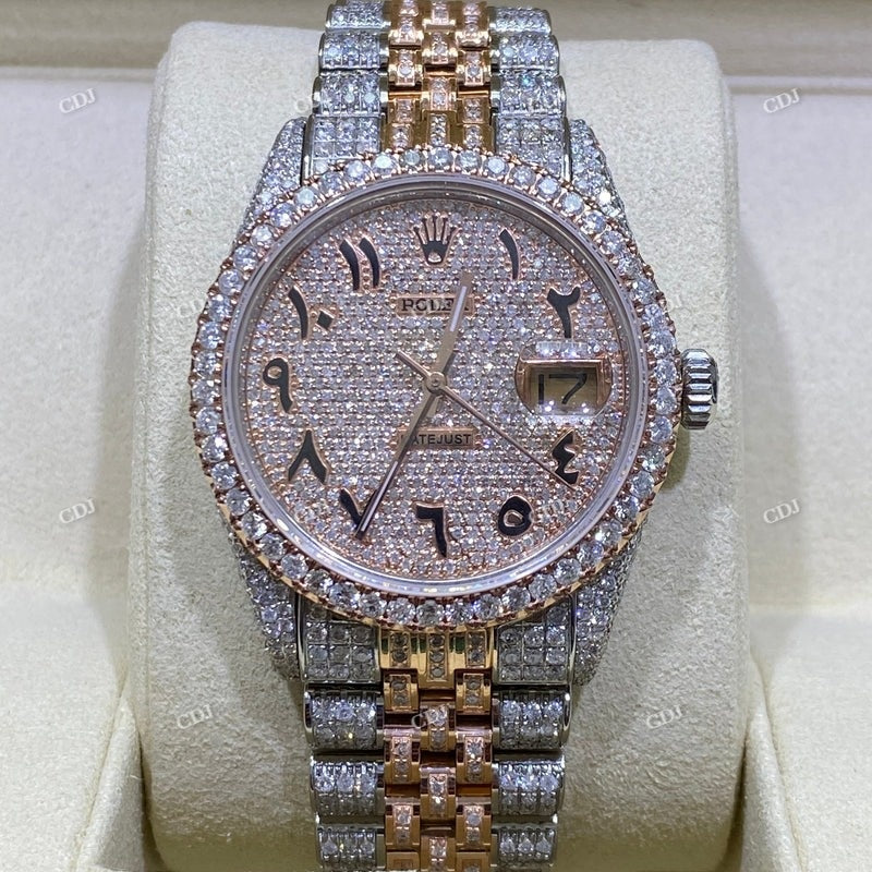 41mm Rolex Arabic Dial Moissanite Watch For Men customdiamjewel