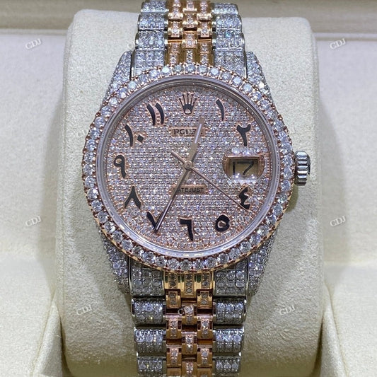 41mm Rolex Arabic Dial Moissanite Watch For Men customdiamjewel