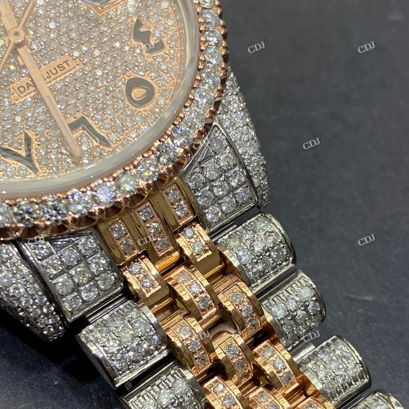 41mm Rolex Arabic Dial Moissanite Watch For Men customdiamjewel