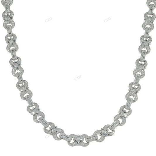 16.75 CTW Round And Baguette Diamond Infinity Link Chain hip hop jewelry CustomDiamJewel